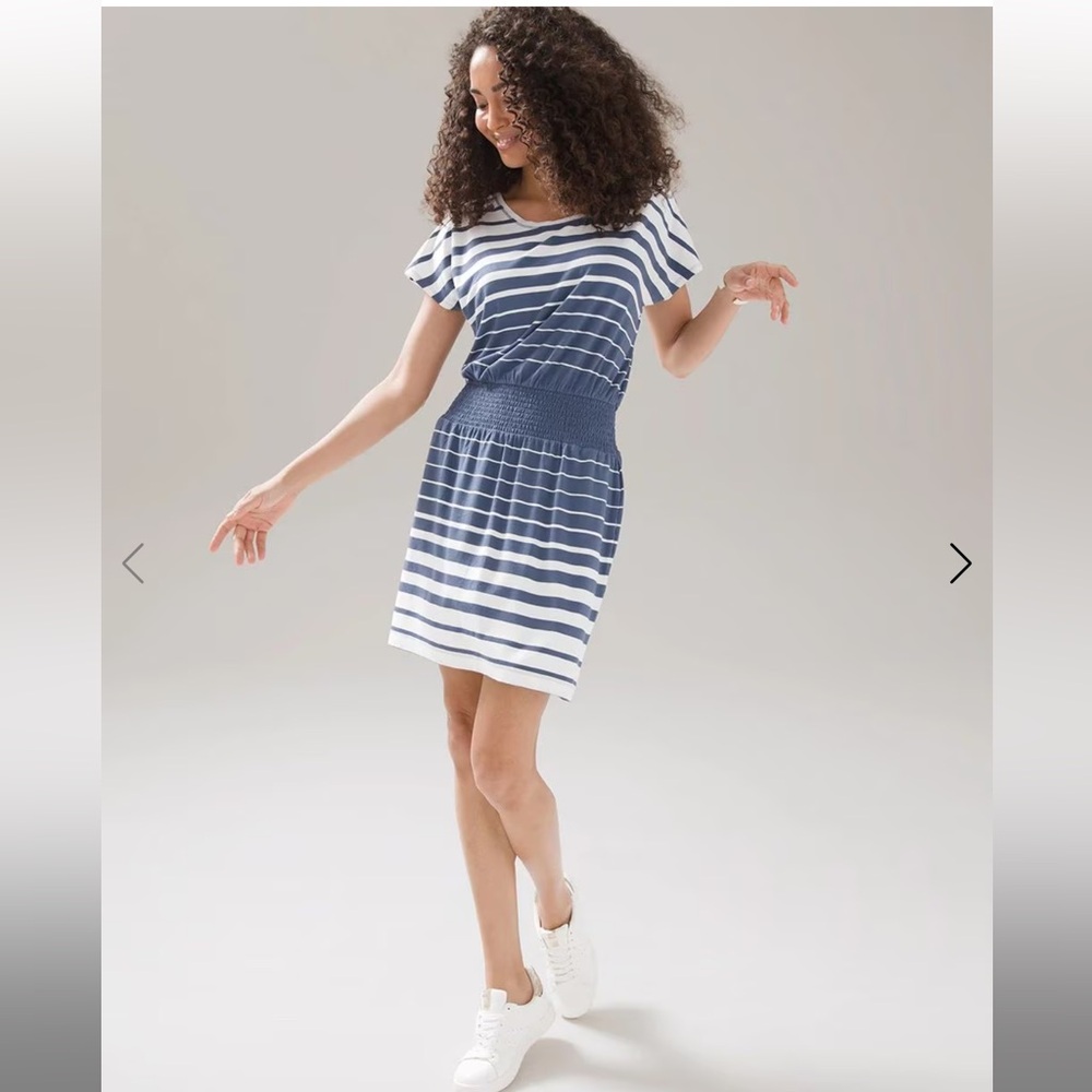White House Black Market Blue and White Striped Dress